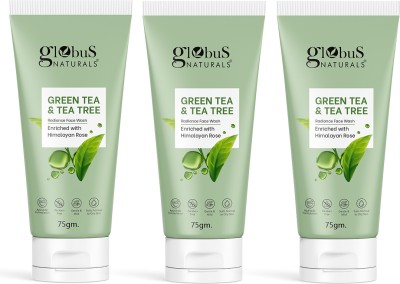Globus Naturals Green Tea & Tea Tree Radiance , Enriched with Himalayan Rose, Pack of 3 Face Wash(225 g)