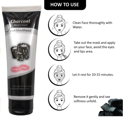 HUZURLU ANTI Activated CHARCOAL TUBE FOR BLACKHEAD REMOVAL Skin Detoxify Peel off Mask(130 ml)