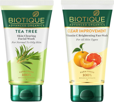 BIOTIQUE Tea Tree & Vitamin c 150ml Facewash Set of 2 Face Wash(300 ml)