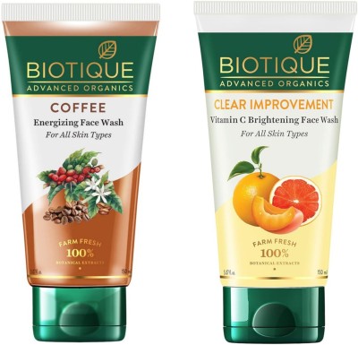 BIOTIQUE Vitamin C & Coffee Energizing  150Ml ( Set Of 2) Face Wash(300 g)