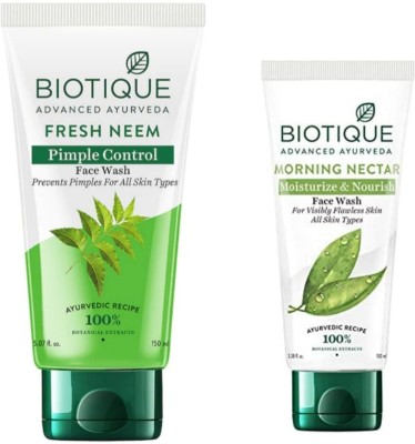 BIOTIQUE Morning Nectar 100Ml Fresh Neem 150Ml  ( Pack 0f 2) Face Wash(250 ml)