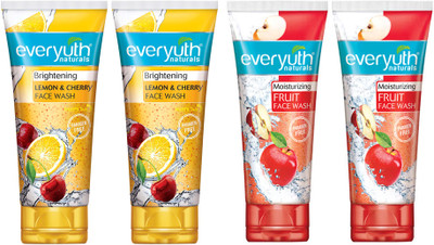 Everyuth Naturals Lemon & Cherry  (2X50ml), Moisturizing Fruit  (2X50ml) Face Wash(200 ml)