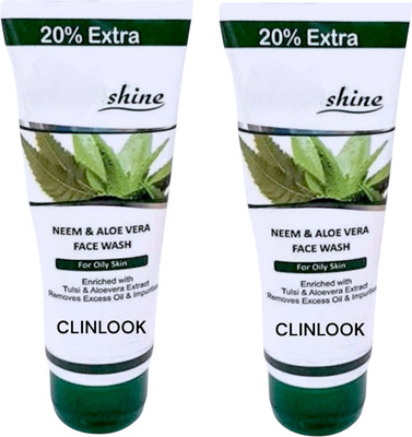 CLINLOOK SHINE NEEM & ALOEVERA FACEWASH FOR REFRESHING GLOWING SKIN PACK OF -60g x 2 Face Wash(120 g)