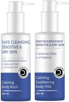 DERMISTRY Sensitive Dry Skin Mild Safe Gentle Creamy SLS Free Cleanser Body Wash & Lotion Face Wash(400 ml)