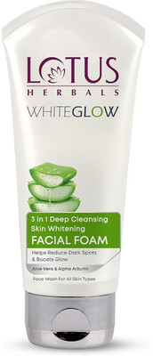 LOTUS HERBALS WHITEGLOW 3 in 1 Deep cleansing Skin Brightening Facial Foam Face Wash(100 g)