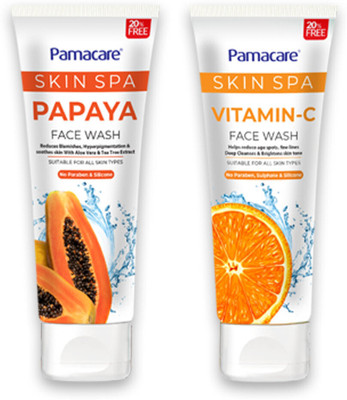 Pamacare Facewash Papaya and Vitamin C (Pack of 2) 120ml X 2 Face Wash(240 ml)
