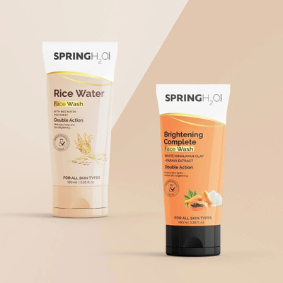 SPRING H2O Rice Water  & Brightening Complete  Combo, Minimize Pores, Reduce Dark Spot & Brightening Skin  Face Wash(200 ml)