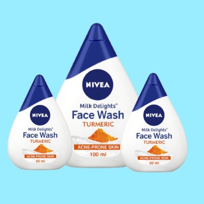 NIVEA 1 Turmeric 100ml & 2p Turmeric 50ml facewash Set of 3 Face Wash(200 ml)