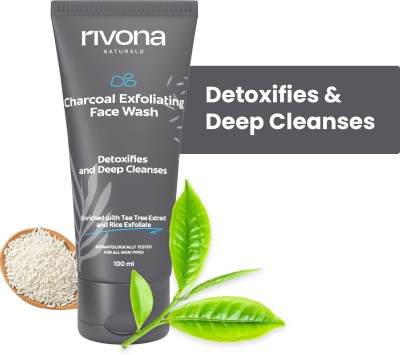 RIVONA NATURALS Charcoal Exfoliating & Deep Cleanses  With Tea Tree Extract ,All Skin Face Wash(100 ml)