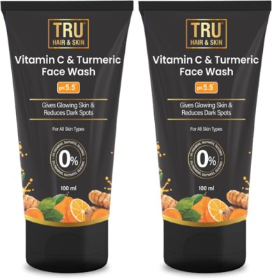 TRU HAIR & SKIN Vitamin C & Turmeric | Gives Glowing Skin & Reduces Dark Spots  - Pack of 2 Face Wash(200 ml)