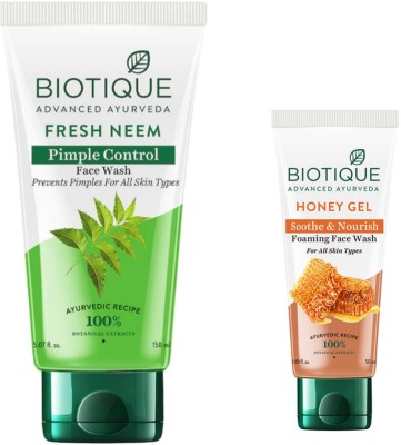 BIOTIQUE Fresh Neem Nectar  150ml & Honey Gel  50ml. Face Wash(200 ml)