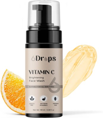 6Drops Natural Vitamin C Clean & Brighten Skin Oil Free Look  Face Wash(100 ml)