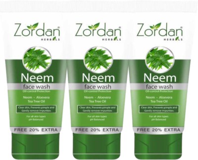 ZORDAN Neem face wash contains Neem, Aloevera & Tea tree oil (Pack of 3) Face Wash(180 ml)