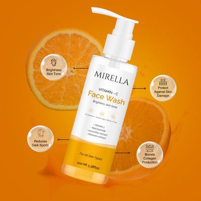 MIRELLA Daily Radiance Vitamin-C Facewash – Brightening & Hydrating Facial Cleanser for Glowing Skin Face Wash(100 ml)