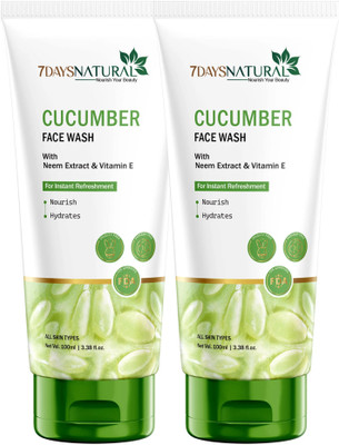 7days natural Instant Refreshing Cucumber  with Neem Extract and Aloe Vera, For fresh and soothing effect Face Wash(200 ml)