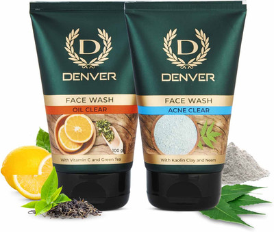 DENVER Oil Clear and Acne Clear Combo ( 2 X 100 gm ) Face Wash(200 g)