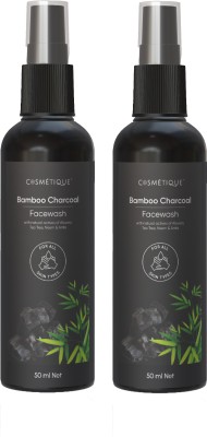 Cosmétique Bamboo Charcoal with Natural Actives of Aloevera, Tea Tree, Neem & Tulsi (2 x 50ml) Face Wash(100 ml)