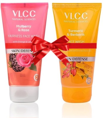 VLCC Mulberry & Rose & Turmeric Berberis Fairness Cleansing 2x150ml Pack of 2 Face Wash(300 ml)