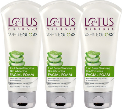 LOTUS Herbals WHITEGLOW 3 in 1 Deep Cleansing Skin Whitening Facial Foam Face Wash(300 g)