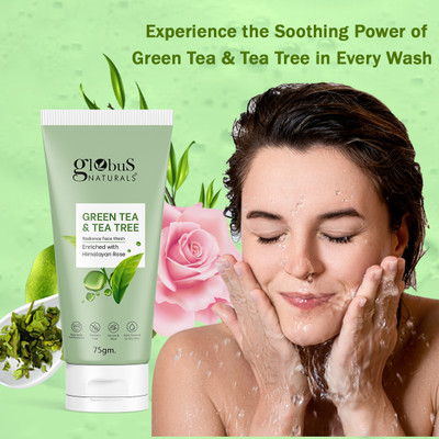 Globus Naturals Green Tea & Tea Tree Radiance , Enriched with Himalayan Rose Face Wash(75 g)