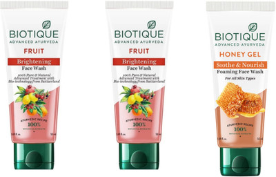 BIOTIQUE Fruit  50 ml (Pack of 2), Honey Gel  50 ml (Pack of 1). Face Wash(150 ml)