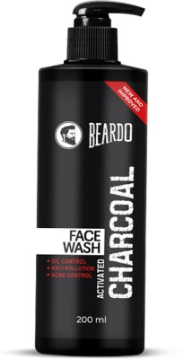 BEARDO Activated Charcoal Anti-Pollution  for Deep Pore Cleaning, 200ml | Removes Dirt & Impurities | Suitable for Acne Prone Skin | For Men Face Wash(200 ml)
