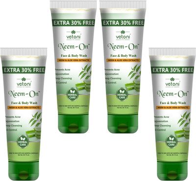 VETONI BLUSH & GLOW NEEM FRESHNESS FACEWASH|PREVENTS PIMPLE|(pack of 4)|260ML| Face Wash(260 ml)