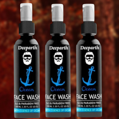 Deeparth Ocean Facewash for Men (100ml Each) - Deep Cleanse and Refresh Skin-/(pack of 3) Face Wash(300 ml)