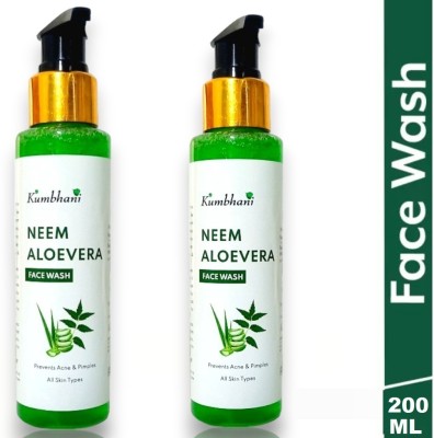 Kumbhani Tea Tree  With Neem & Aloe Vera Extracts, 220 ml Pack of 2 Men & Women All Skin Types Face Wash(200 ml)