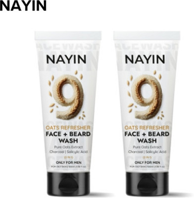 NAYIN Oats Refresher - (2 in 1) Face & Beard Wash for Men (Pack of 2) Face Wash(100 g)