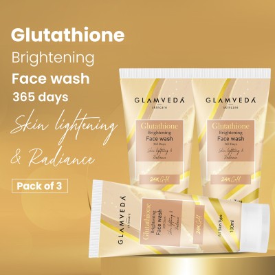 GLAMVEDA Glutathione 24 k Gold For Reduce Dark Spots & Pigmentation ( Pack Of 3) Face Wash(300 ml)