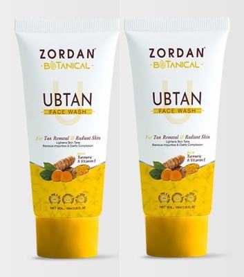 ZORDAN Botanical Ubtan Natural  for Dry Skin with Turmeric & Saffron for Tan removal and Skin brightning 100 ml + 100 ml - SLS & Paraben Free Face Wash(200 ml)