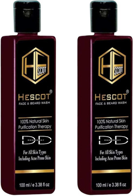 DOOMSDAY HESCOT FACE & BEARD WASH FOR NATURAL CLEANING PACK OF 100ml x 2 Face Wash(200 ml)