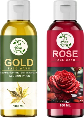 24 Hours Organic Gold And Rose All Day  For Dark Spots | Acne Marks & Blemishes | Oiliness | Dullness | Tanning | Uneven skin tone Face Wash(200 ml)