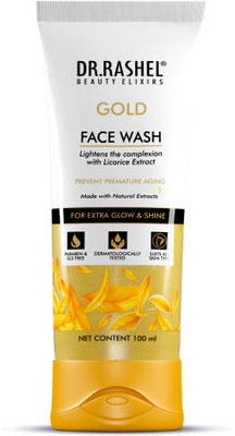 DR.RASHEL Gold  Lighten the Complexion with Licorice Extract with No Parabens, SLS, Silicones & Colour Face Wash(100 ml)