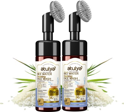 Atulya Rice Water Foaming  With In-Built In Brush (Pack of 2) - Face Wash(300 ml)