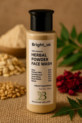 RozzyBlue Homemade with Love: Bright_us Herbal  Powder with Sandalwood & Rose Face Wash(100 ml)
