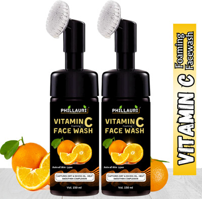 Phillauri Brightening Vitamin C Foaming with Built-In Face Brush for deep cleansing Face wash Face Wash(300 ml)