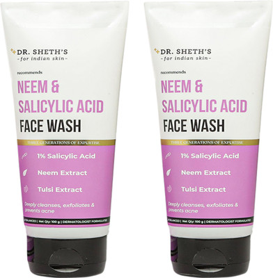 Dr. Sheth’s Neem & Salicylic Acid Facewash, Deeply Cleanses, Exfoliates and Prevents Acne Face Wash(200 g)