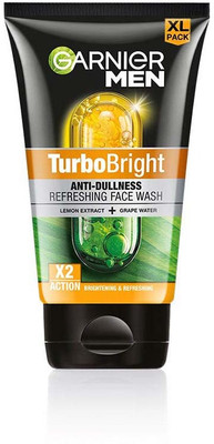Garnier Men Turbo Bright Double Action, with Vitamin C and Charcoal Face Wash(150 g)