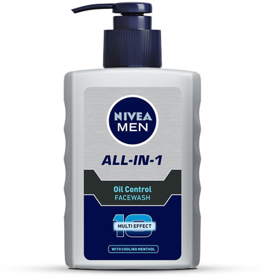 NIVEA All In One with Cooling Menthol, Fight Acne & Pimple, 10 Multi Effect with Pump Face Wash(150 ml)