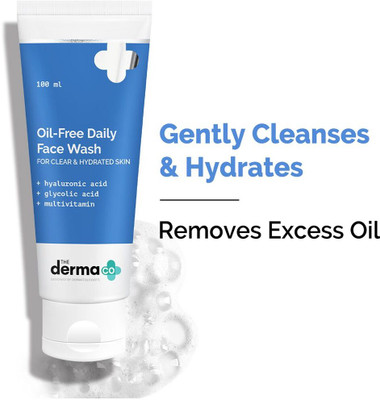 The Derma Co Oil-Free Daily  With Hyaluronic Acid, Glycolic Acid & Multivitamins Face Wash(100 ml)