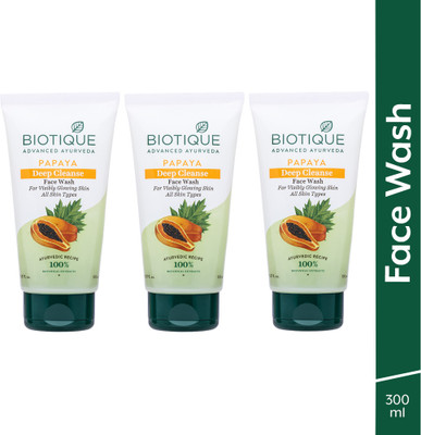 BIOTIQUE Papaya Deep Cleanse For Glowing Skin| All Skin Types| Men & Women Face Wash(300 ml)