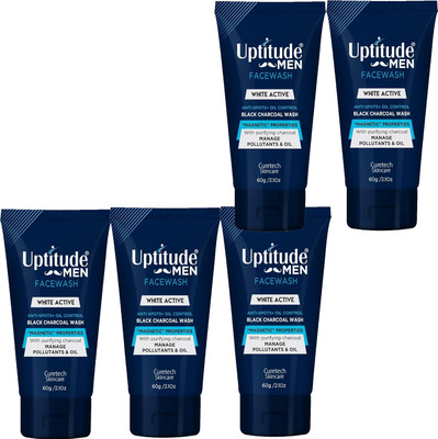 NG MART UPPTITUDE ACTIVE CHARCOAL FACEWASH FOR SKIN CLEANSING PACK OF - 5 Face Wash(300 g)