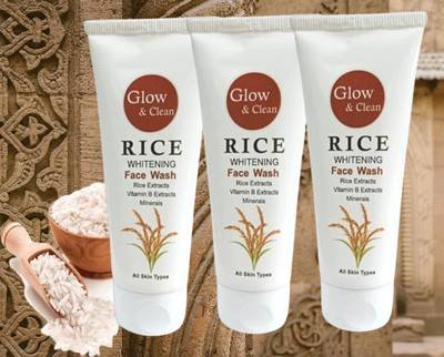 Deeparth Pack of 3 for Skin Care & Glow Enhancement Rice  Face Wash(100 ml)