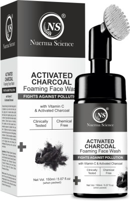 Nuerma Science Activated Charcoal FaceWash with Vitamin C (Mild Foam with No Tear Formulation) for Detoxification of Skin & Skin Brightening Face Wash(150 ml)