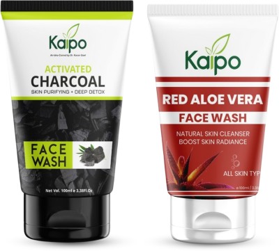 KAIPO Charcoal  & Red Aloe Vera  for Oil Control FaceWash, Deep Cleansing (100G X 2) Face Wash(200 g)