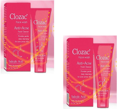 clozac Fairness Facewash Cleansing For Acne Prone Skin Pack of 2 Face Wash(120 ml)