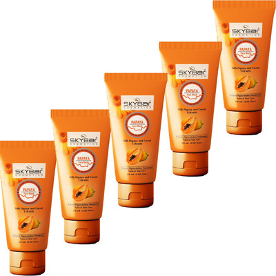 NG MART SKYBAR PAPAYA FACEWASH FOR REDUCE PIGMENTAION MOISTURISES PACK OF 60ml x 5 Face Wash(300 ml)