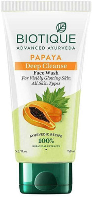 BIOTIQUE PAPAYA Face wash 150ml DEEP CLEANSE FACE WASH ( FOR ALL SKIN TYPE) Face Wash(150 ml)